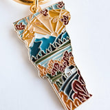 Vermont Soft Enamel Keychain | Vermont Outline Key Ring | Illustrated State Keychain 1.5"