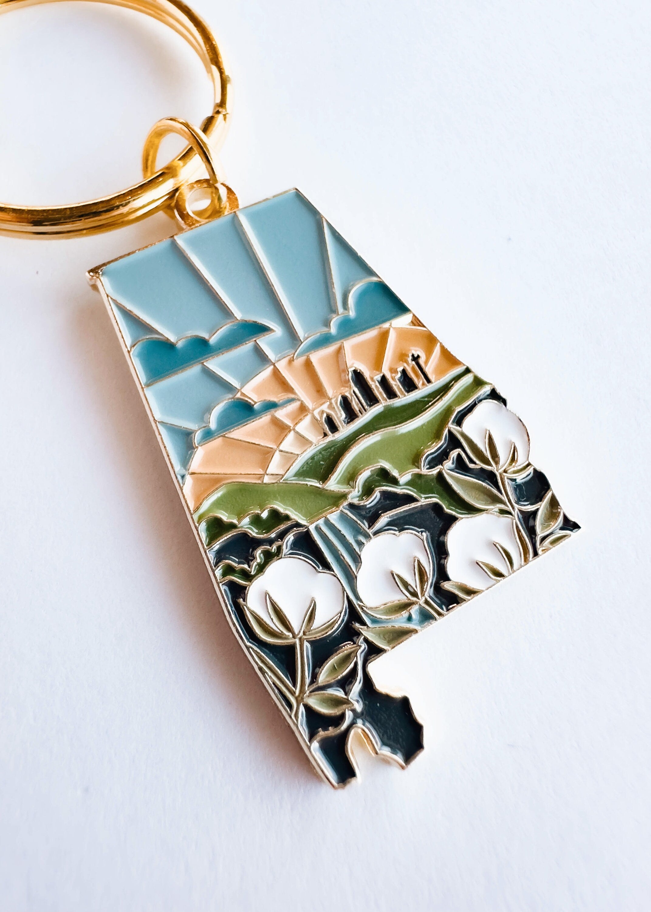 Alabama Soft Enamel Keychain | Alabama Outline Key Ring | Illustrated State Keychain 1.5"