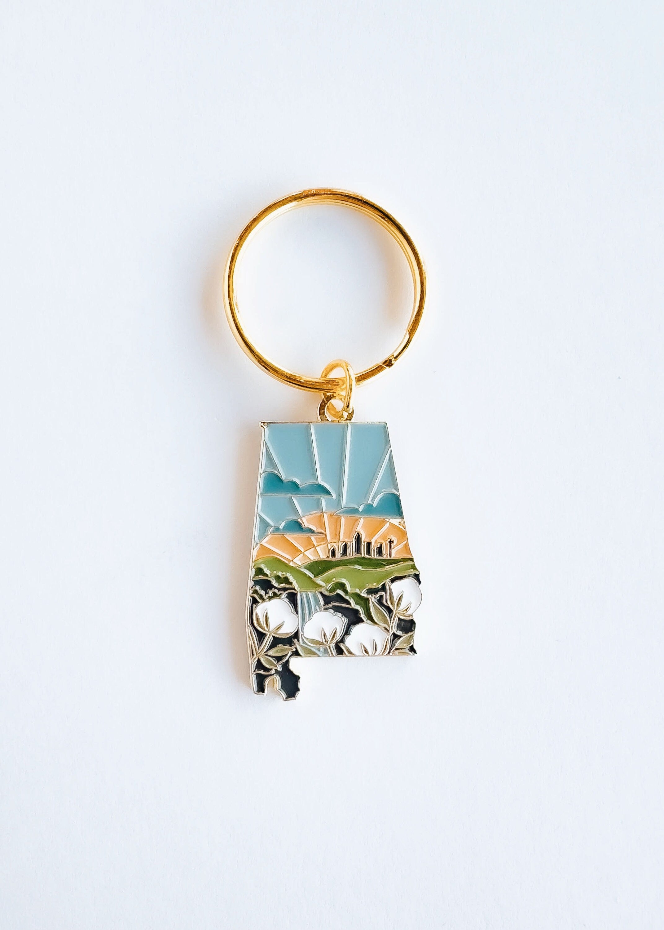 Alabama Soft Enamel Keychain | Alabama Outline Key Ring | Illustrated State Keychain 1.5"