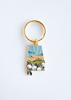 Alabama Soft Enamel Keychain | Alabama Outline Key Ring | Illustrated State Keychain 1.5"