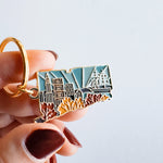 Connecticut Soft Enamel Keychain | Connecticut Outline Key Ring | Illustrated State Keychain 1.5"