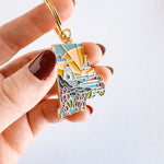 Rhode Island Soft Enamel Keychain | Rhode Island Outline Key Ring | Illustrated State Keychain 1.5"