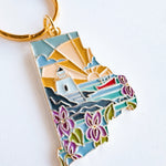 Rhode Island Soft Enamel Keychain | Rhode Island Outline Key Ring | Illustrated State Keychain 1.5"