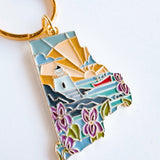 Rhode Island Soft Enamel Keychain | Rhode Island Outline Key Ring | Illustrated State Keychain 1.5"