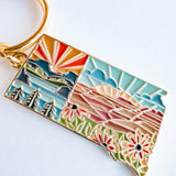 South Dakota Soft Enamel Keychain | South Dakota Outline Key Ring | Illustrated State Keychain 1.5"